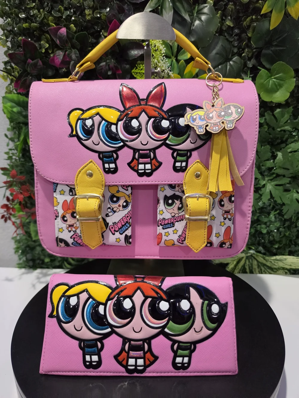 New Powerpuff Girls Pink Kids Satchel Bag with Matching Wallet